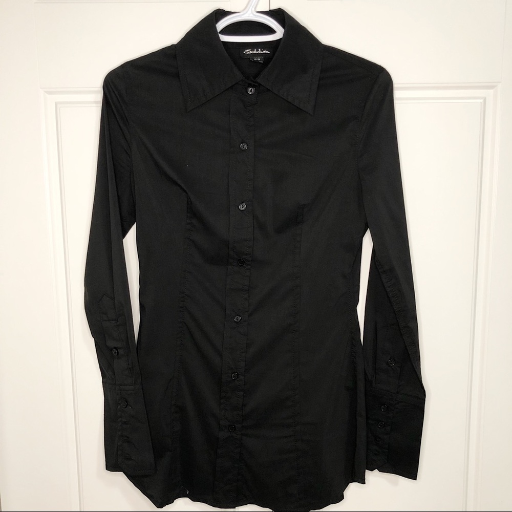 Seduction XS Women Black Dress Shirt Blouses